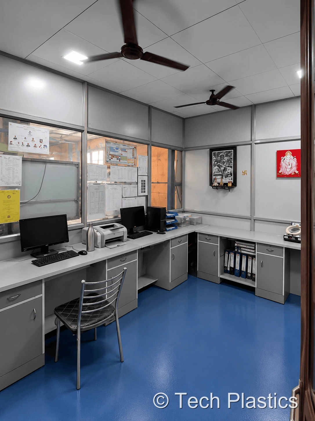 Quality control lab for inspecting moulded plastic parts at Tech Plastics, Pune