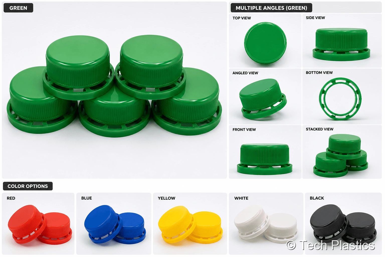 Standard plastic protective caps in multiple colours