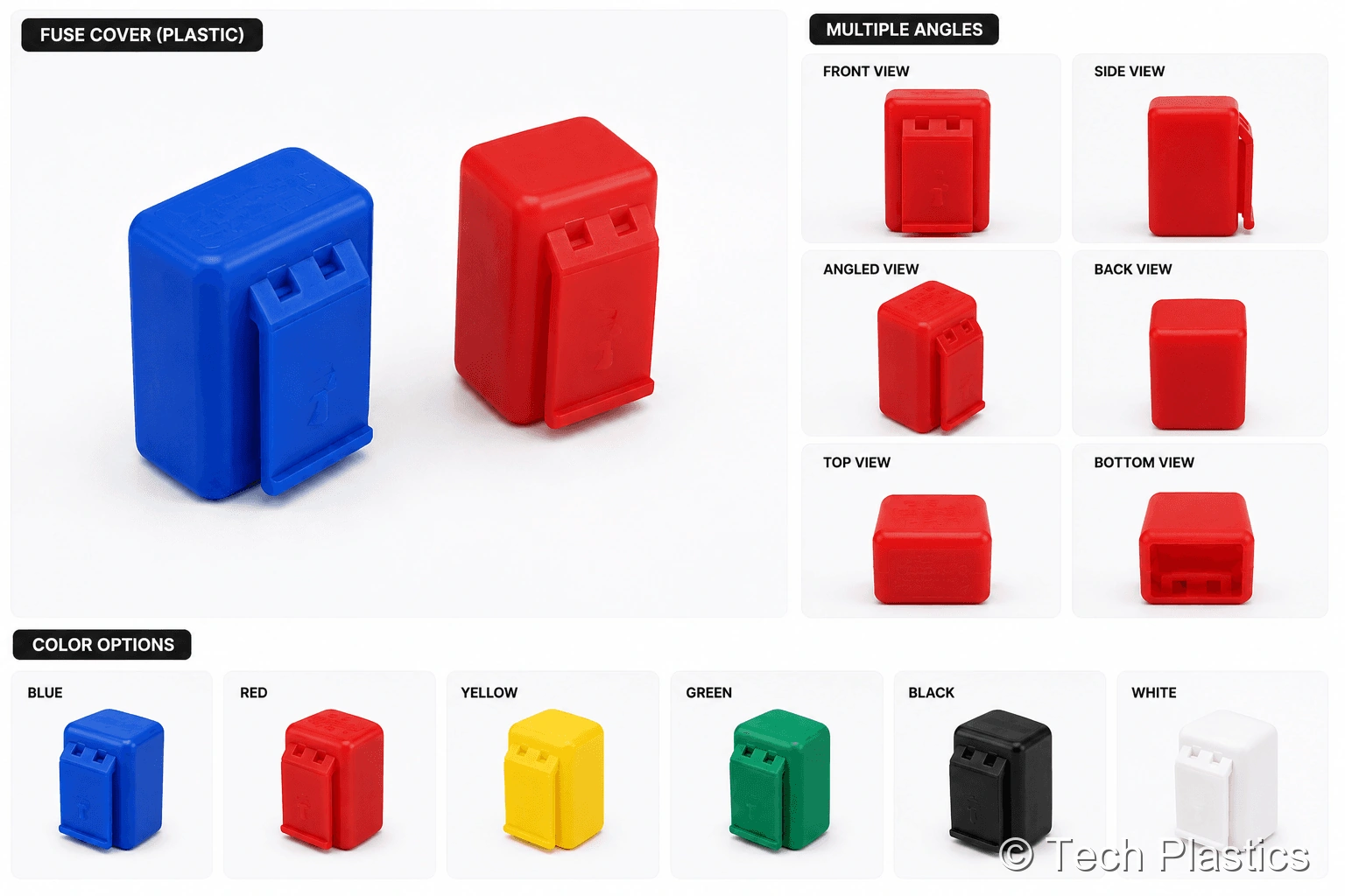 Plastic electronic enclosure boxes in multiple colours
