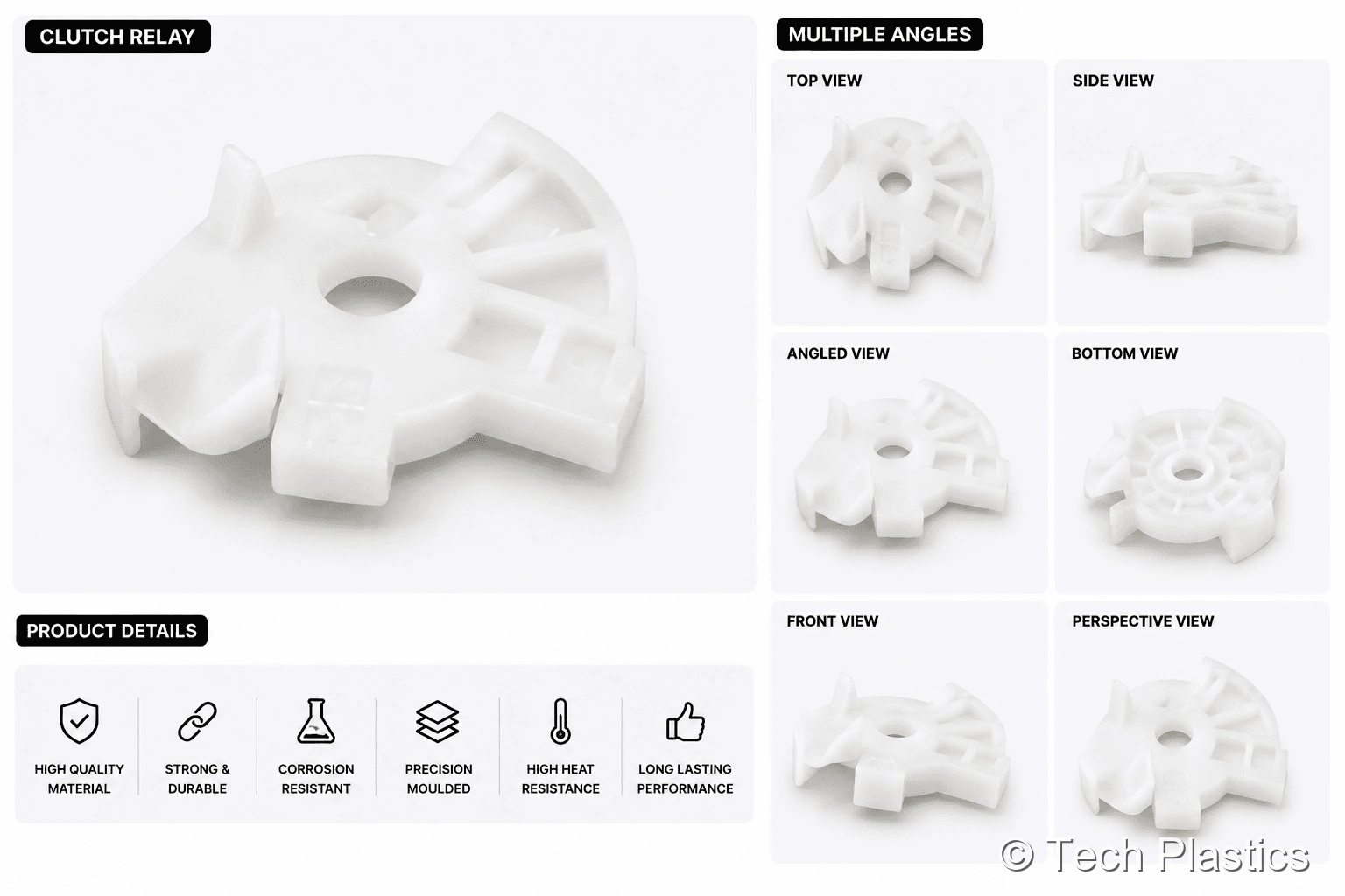 Injection moulded plastic clutch relay component - Tech Plastics Pune